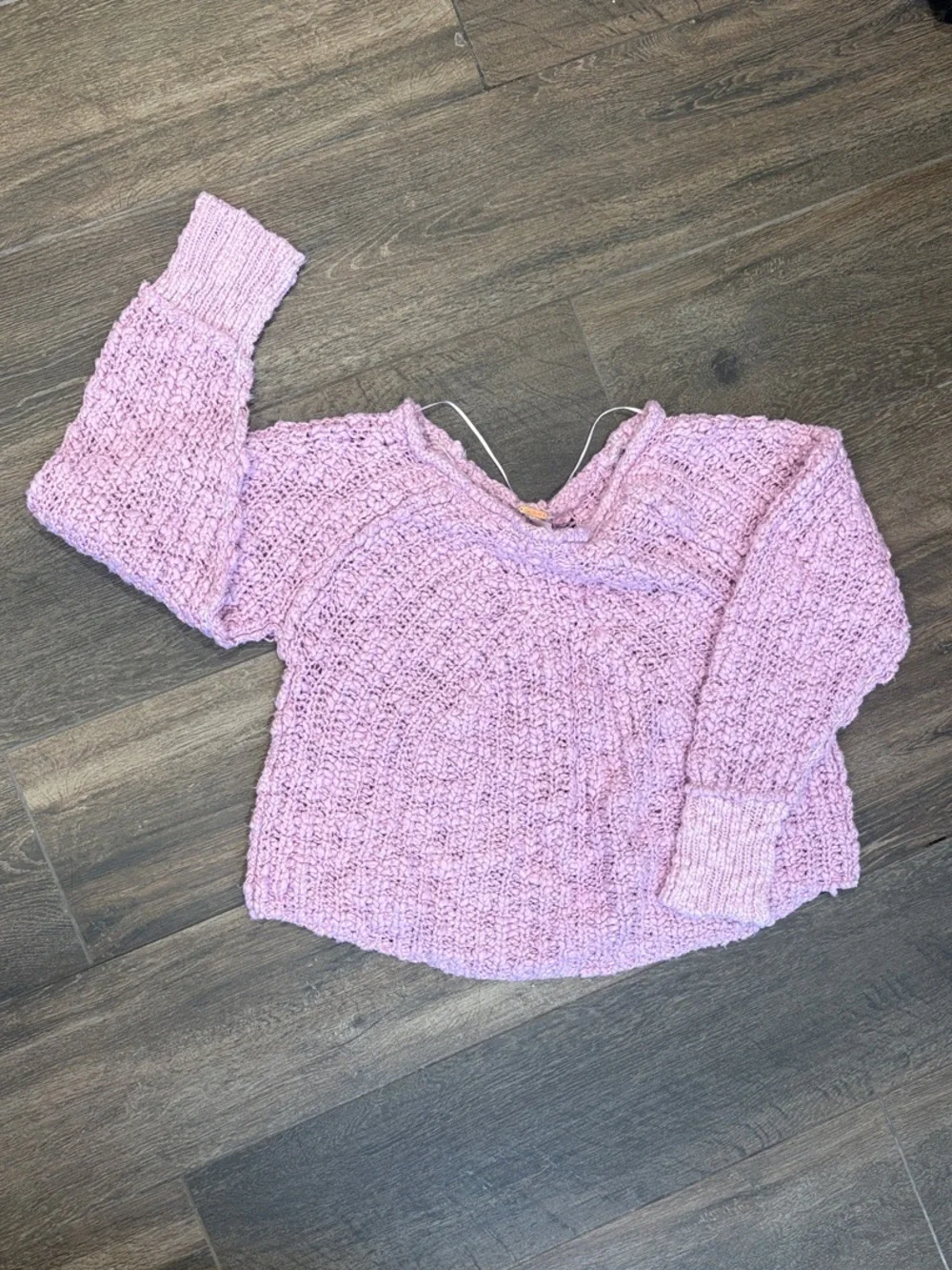 Free People In A Swirl Lilac Boutique Open-Knit Pullover Size XS